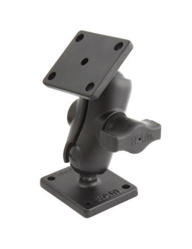 RAM® Drill-Down Double Ball Mount with Rectangle AMPS Plates - Short