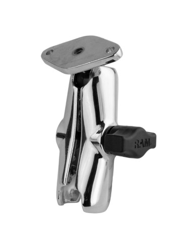 RAM® Chrome Double Socket Arm with Diamond Plate - Medium Arm