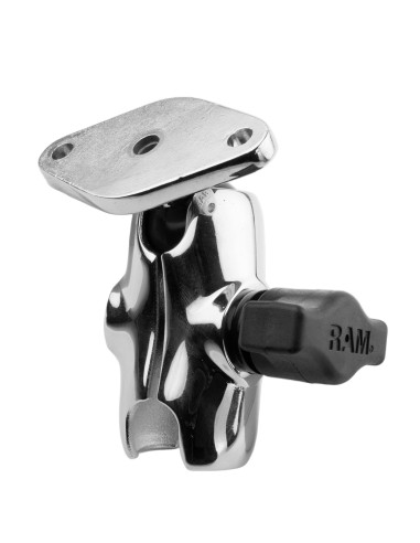 RAM® Chrome Double Socket Arm with Diamond Plate - Short Arm