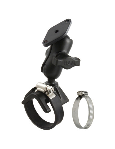 RAM® Double Ball Strap Hose Clamp Mount with Diamond Plate - Short