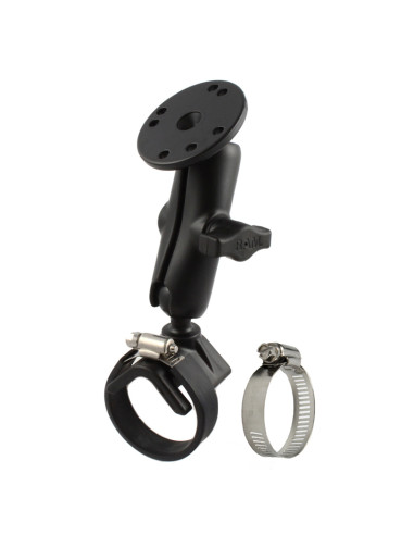 RAM® Double Ball Strap Hose Clamp Mount with Round Plate - Medium