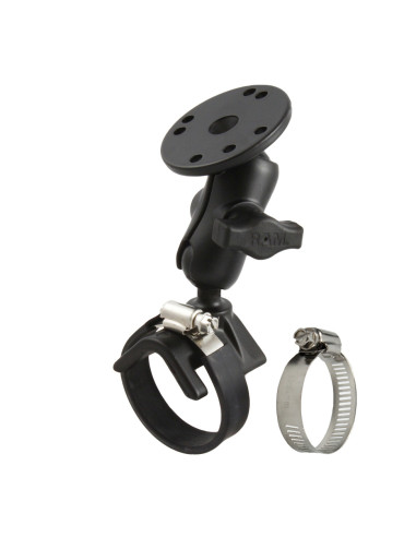 RAM® Double Ball Strap Hose Clamp Mount with Round Plate - Short