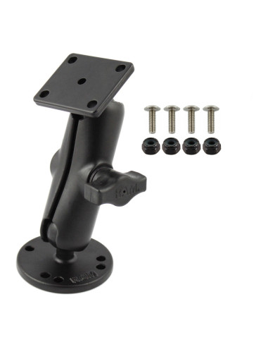 RAM® Drill-Down Double Ball Mount with Rectangle AMPS Plate & Hardware