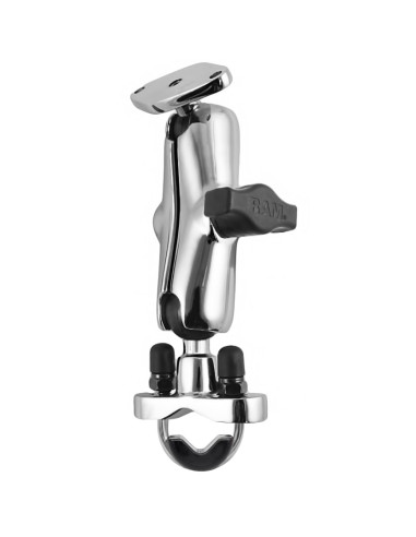 RAM® Chrome Handlebar U-Bolt Mount with Medium Double Socket Arm