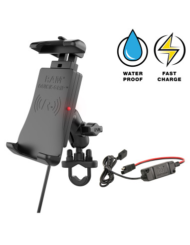 RAM® Quick-GripT 15W Waterproof Wireless Charging Handlebar Mount