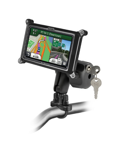 RAM® Handlebar U-Bolt Mount with Locking Case for Garmin nuvi + More