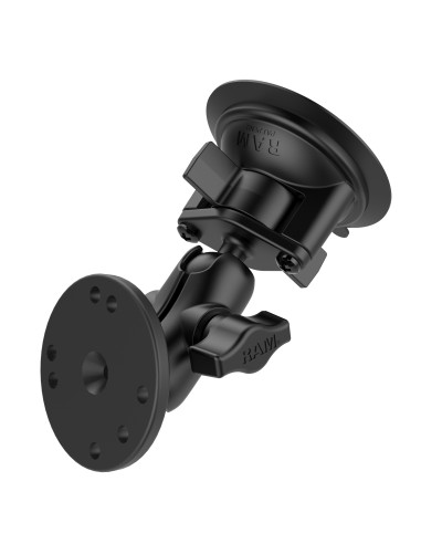 RAM® Twist-LockT Suction Cup Double Ball Mount with Round Plate - Short