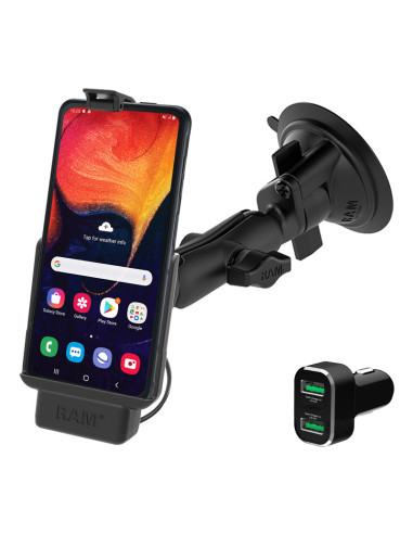 RAM® Powered Suction Cup Mount for Samsung XCover Pro with Charger