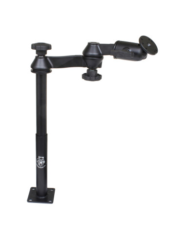 RAM® Tele-PoleT with 12" & 9" Poles, Double Swing Arms & Round Plate