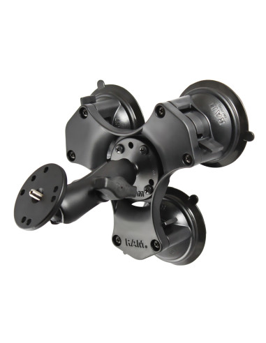 RAM® Twist-LockT Triple Suction Mount with Round Plate and 1/4"-20 Stud