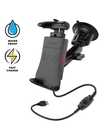 RAM® Quick-GripT 15W Waterproof Wireless Charging Suction Cup Mount