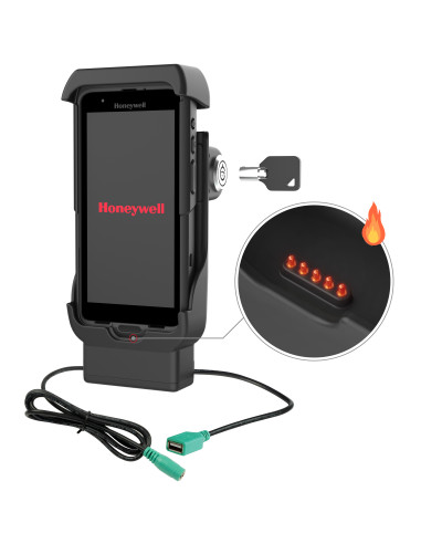 RAM® Locking Powered Dock + USB-A for Honeywell CT40/45/47 - Heated Pins