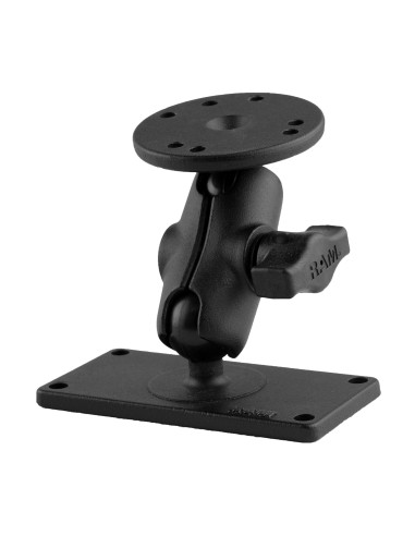 RAM® Double Ball Mount with Round Plate and 2" x 4" Plate - Short